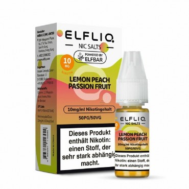 ELFBAR ELFLIQ Lemon Peach Passion Fruit Liquid 10ml - 10mg