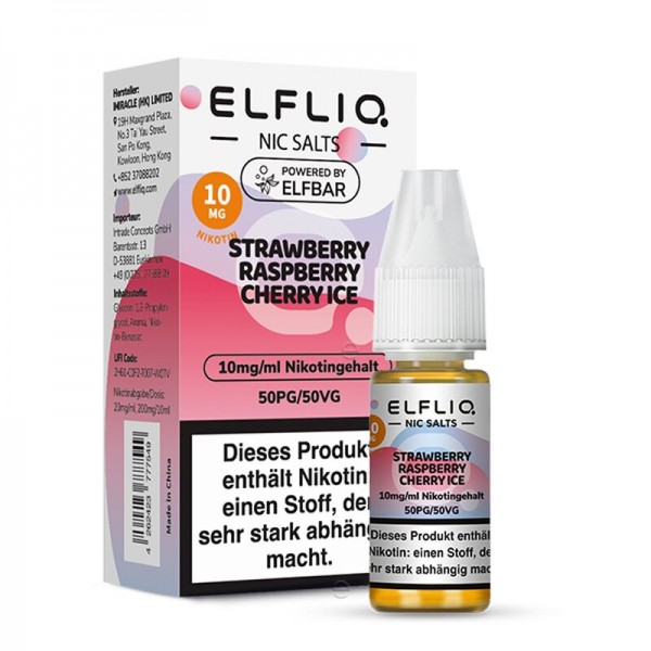ELFBAR ELFLIQ Strawberry Raspberry Cherry ICE Liquid 10ml - 10mg