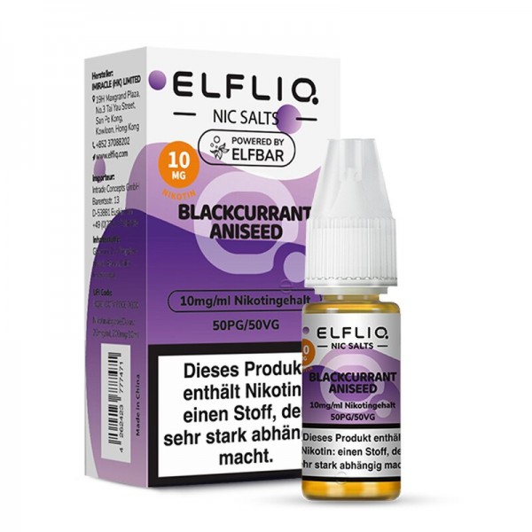 ELFBAR ELFLIQ Blackcurrant Aniseed Nikotinsalz Liquid 10ml - 10mg