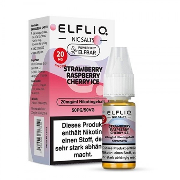 ELFBAR ELFLIQ Strawberry Raspberry Cherry ICE Liquid 10ml - 20mg