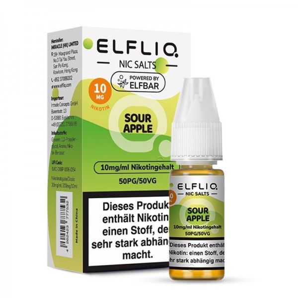 ELFBAR ELFLIQ Sour Apple Nikotinsalz Liquid 10ml - 10mg