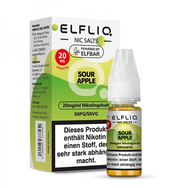 ELFBAR ELFLIQ Sour Apple Nikotinsalz Liquid 10ml - 20mg