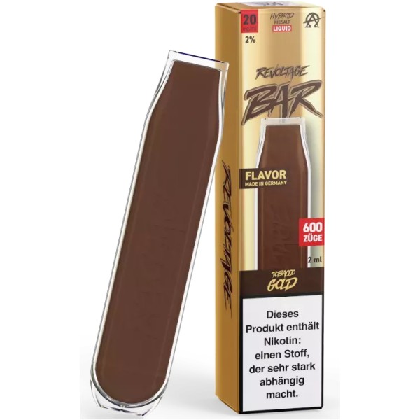REVOLTAGE BAR Einweg E Zigarette Tobacco Gold mit Nikotin 20mg/ml