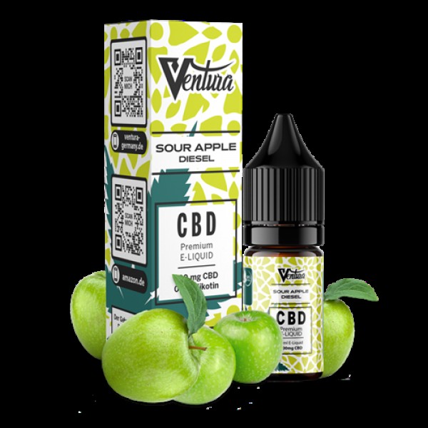 VENTURA Premium CBD E-Liquid Sour Apple Diesel 0mg - 10ml